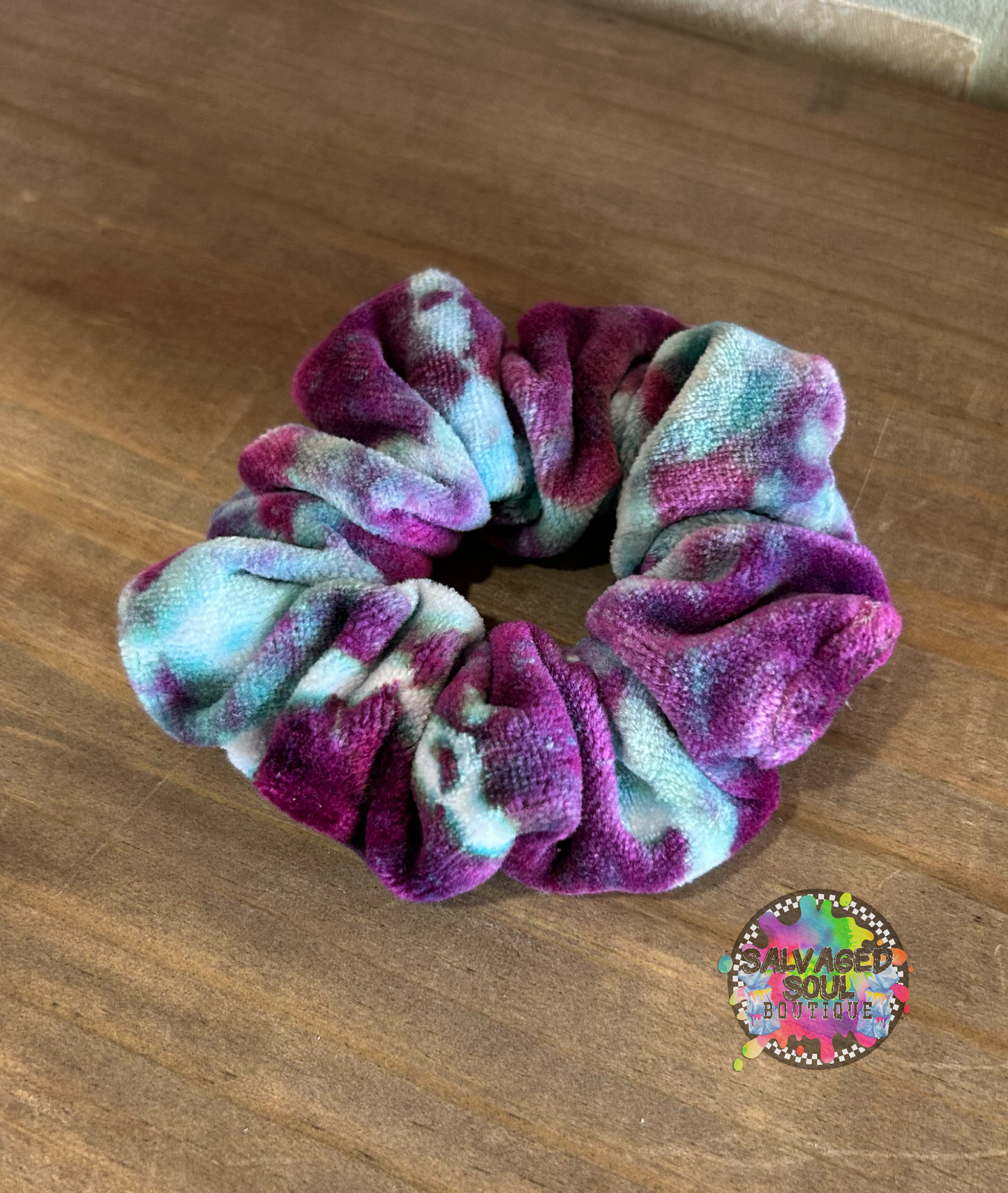Ice Dye Scrunchie (purple/teal)