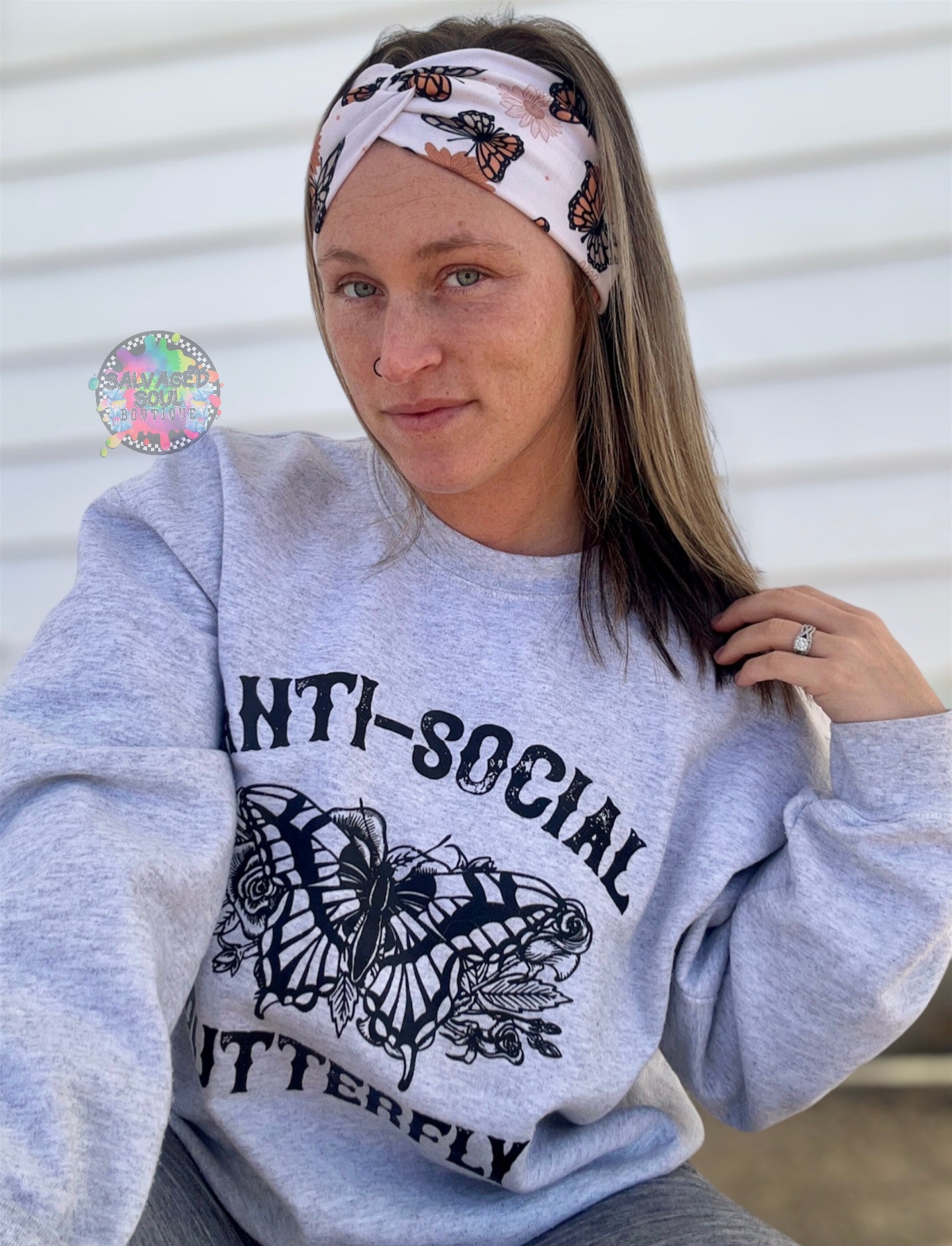 Neutral Butterflies Headband