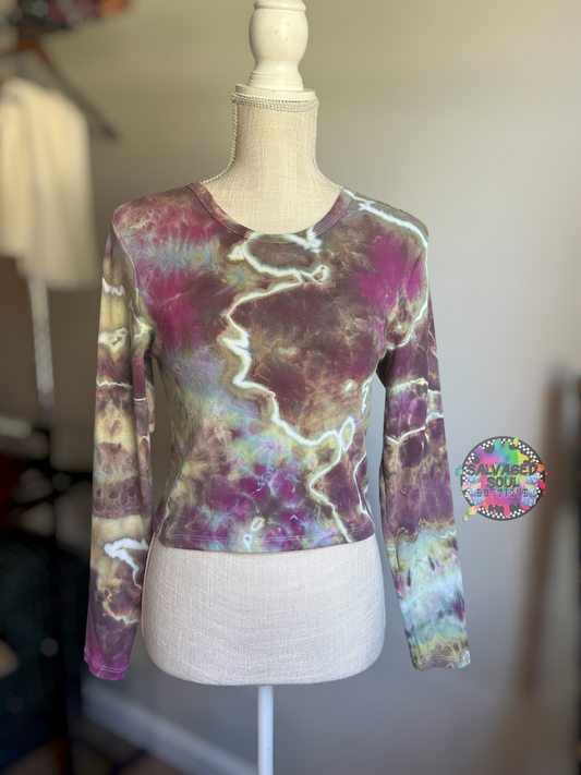 MEDIUM Ice Dye Ribbed Crop Longsleeve