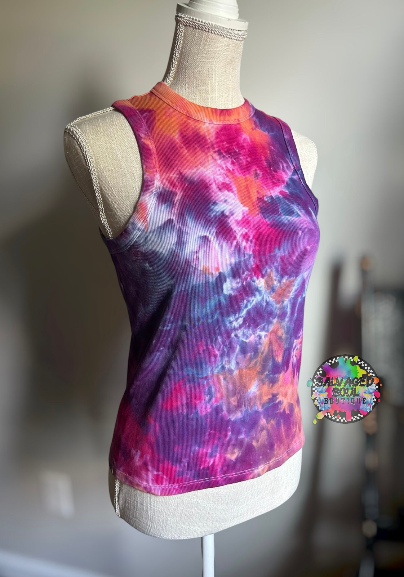 LARGE Ice Dye Ribbed Tank