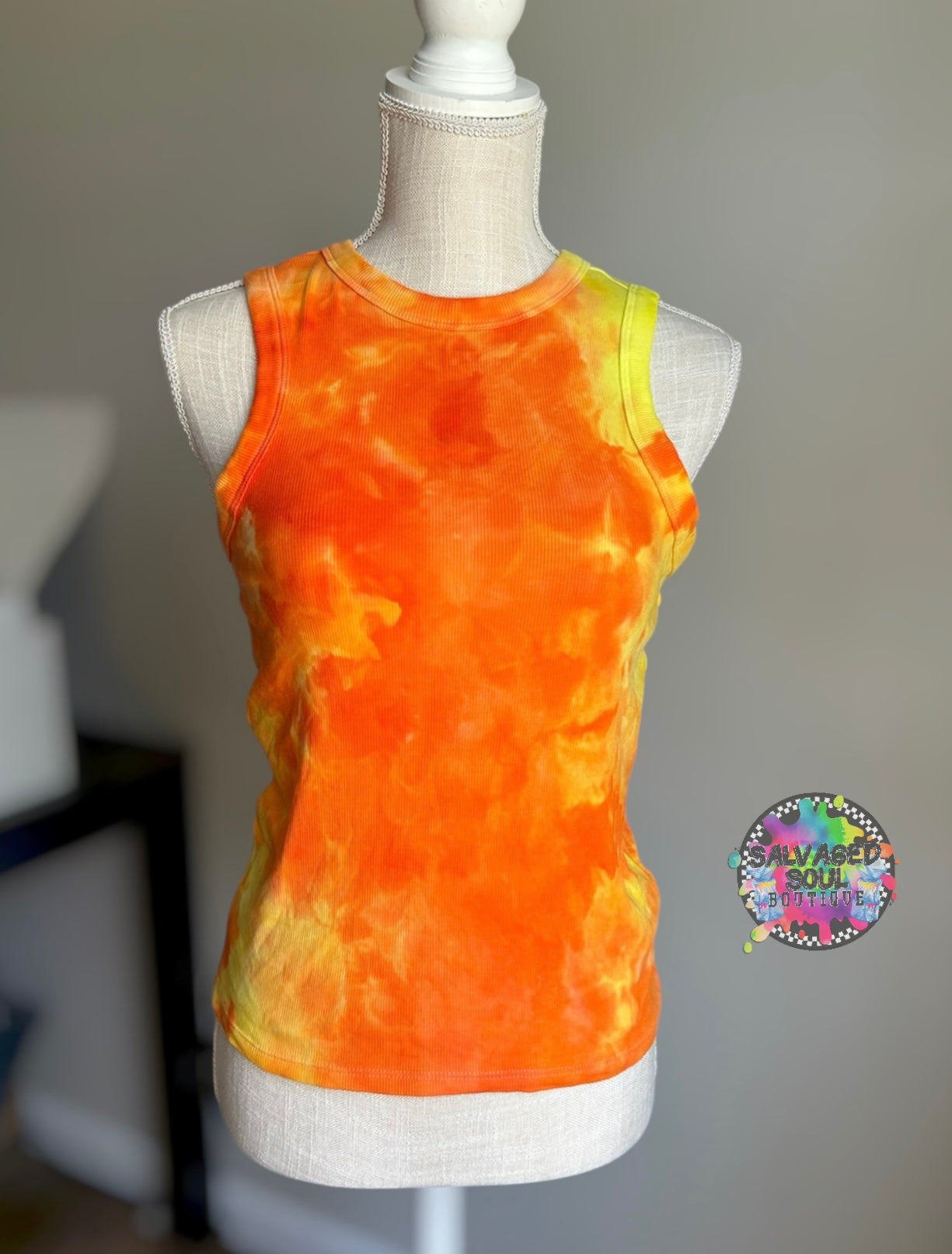 Custom Ice Dye Ribbed Tank