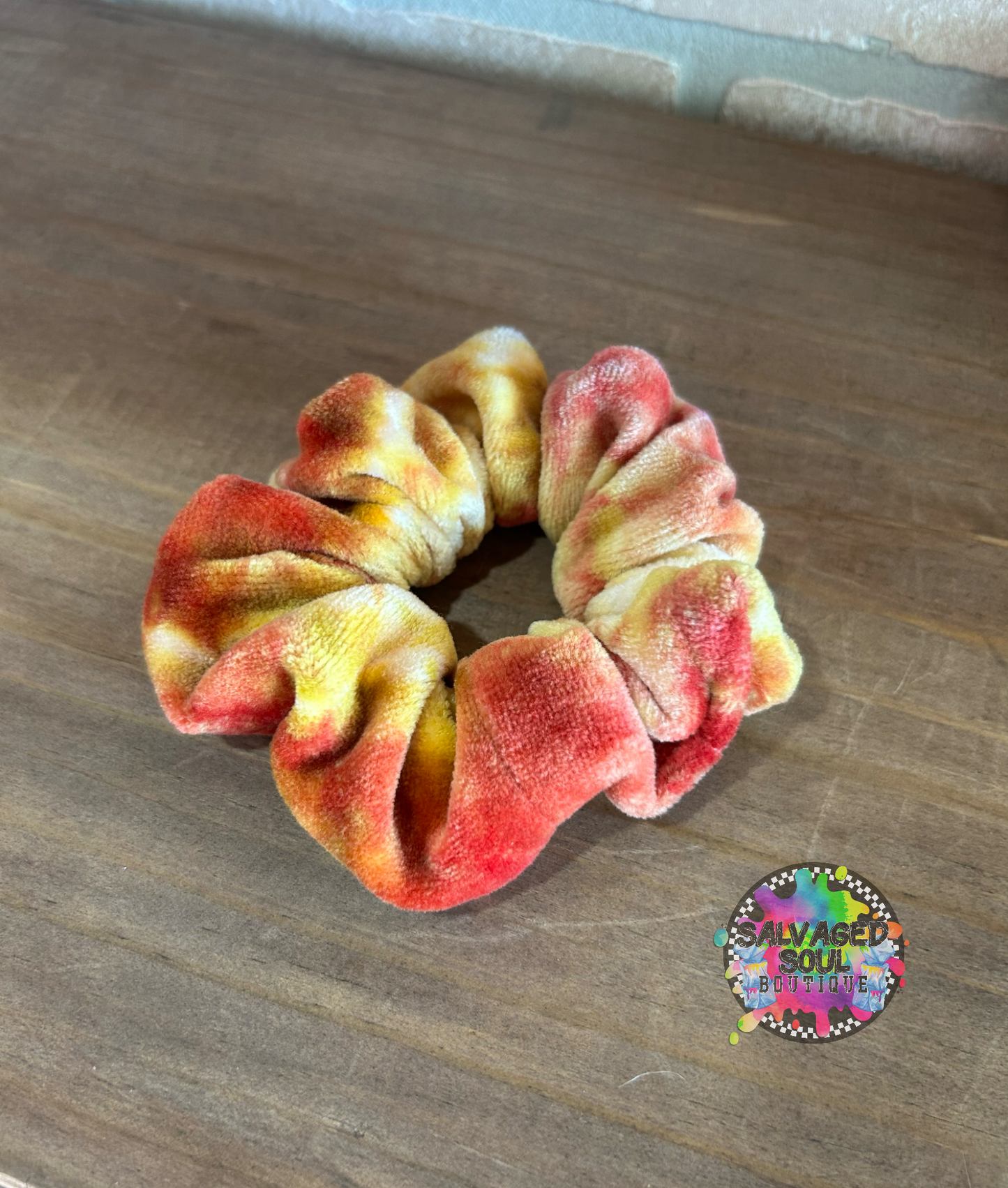 Ice Dye Scrunchie (Orange/Yellow)