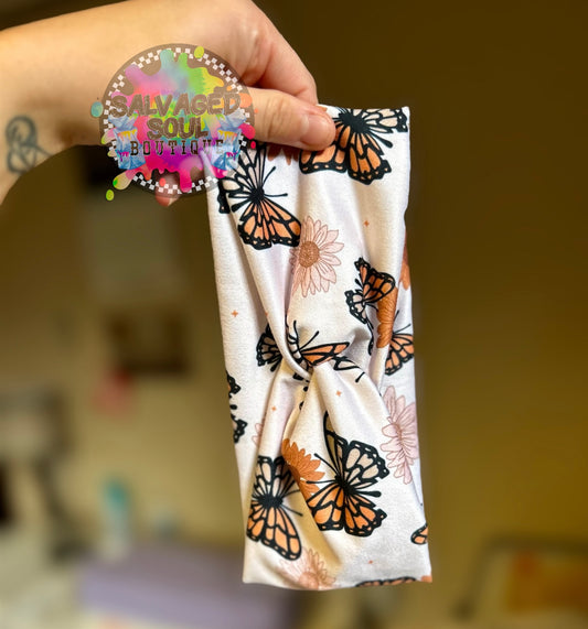 Neutral Butterflies Headband