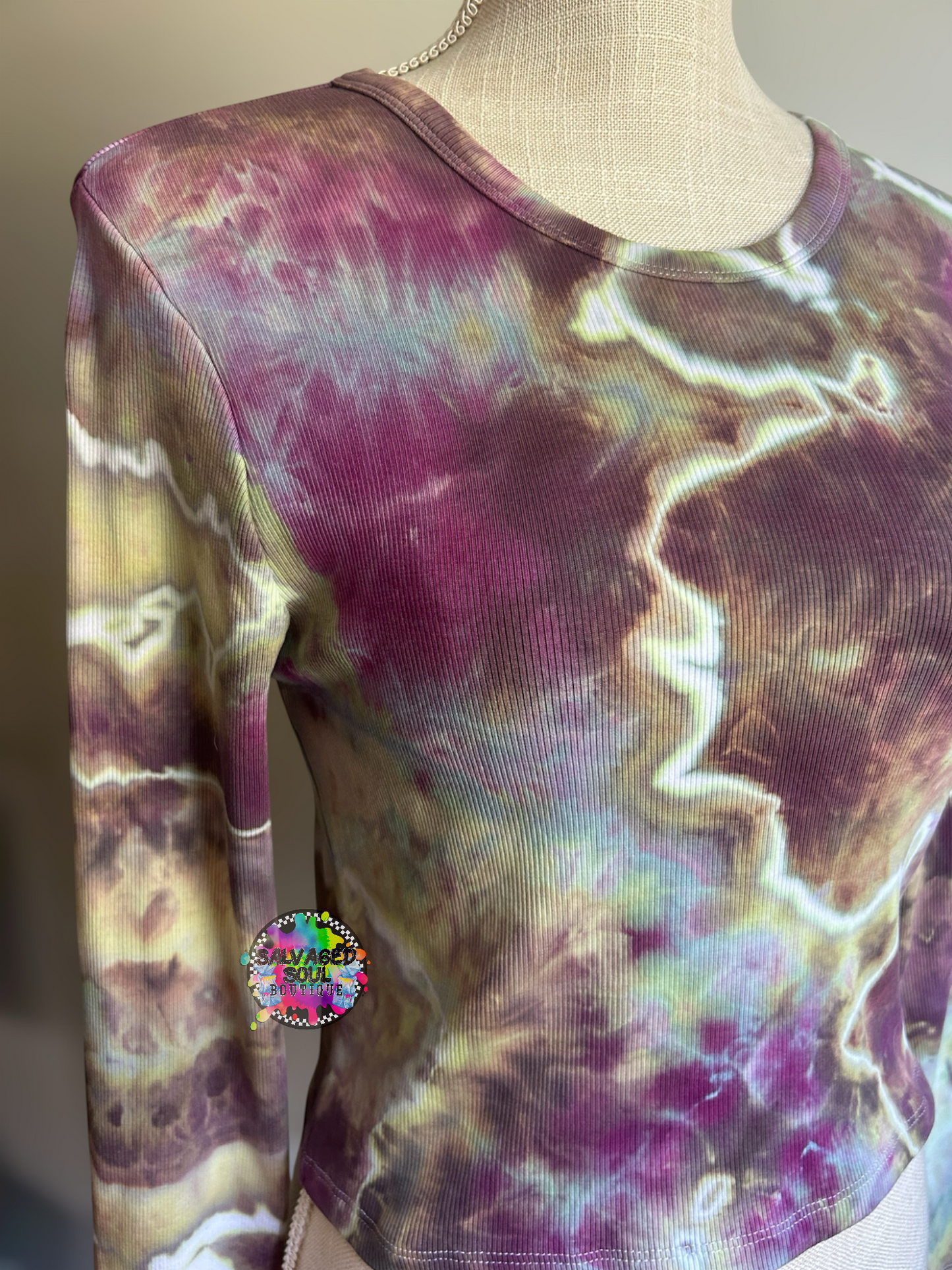MEDIUM Ice Dye Ribbed Crop Longsleeve