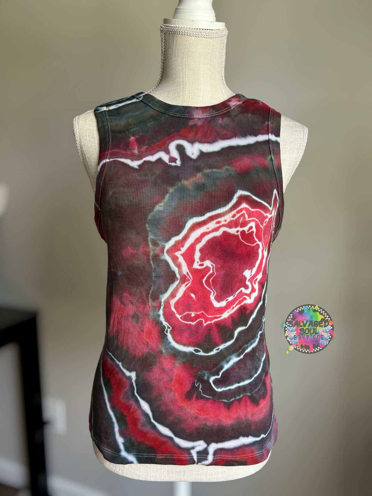 Custom Ice Dye Ribbed Tank