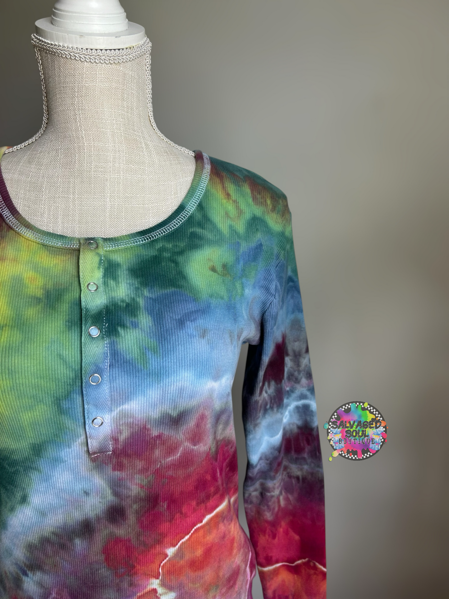Large Ice Dye Henley Top
