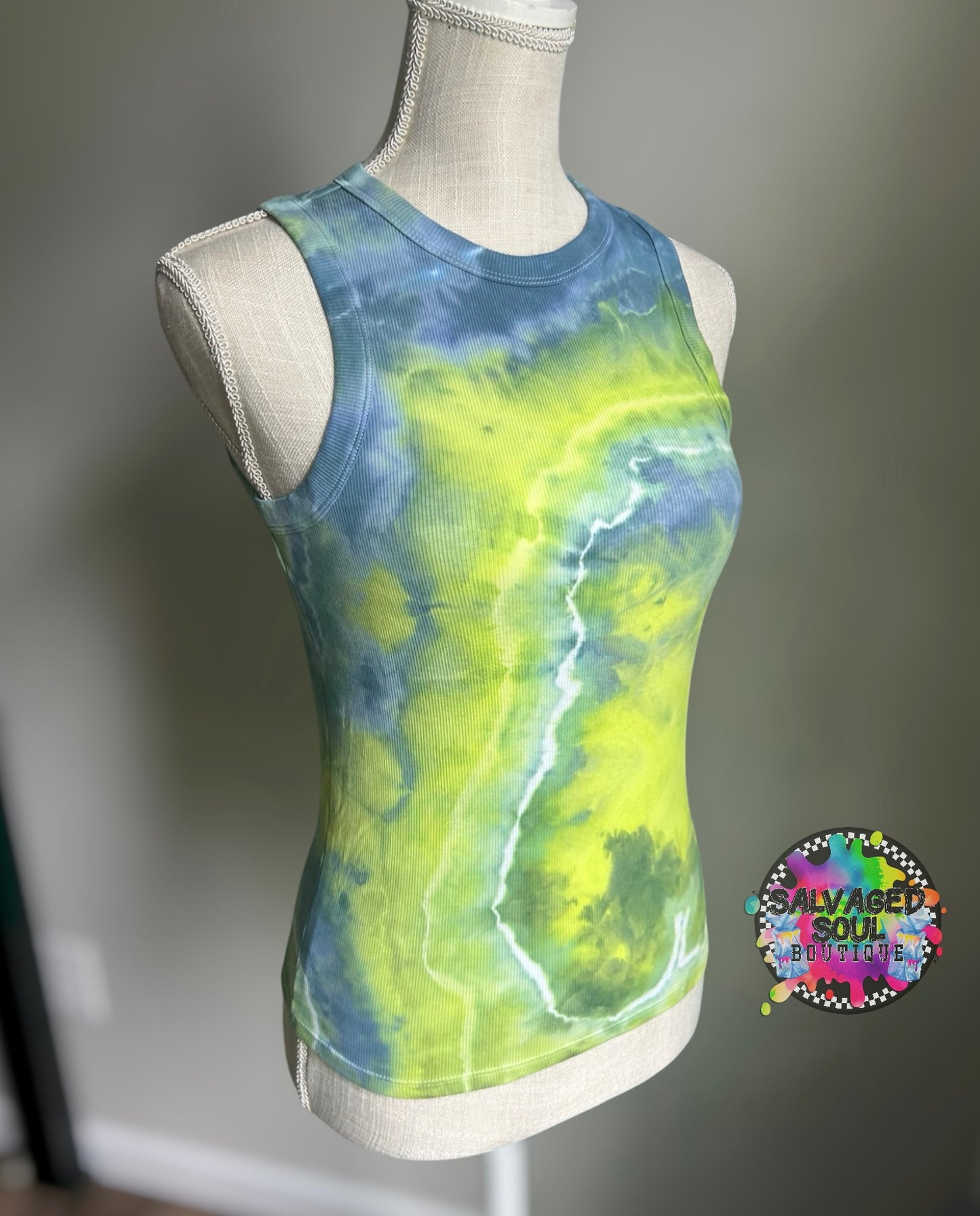 Custom Ice Dye Ribbed Tank