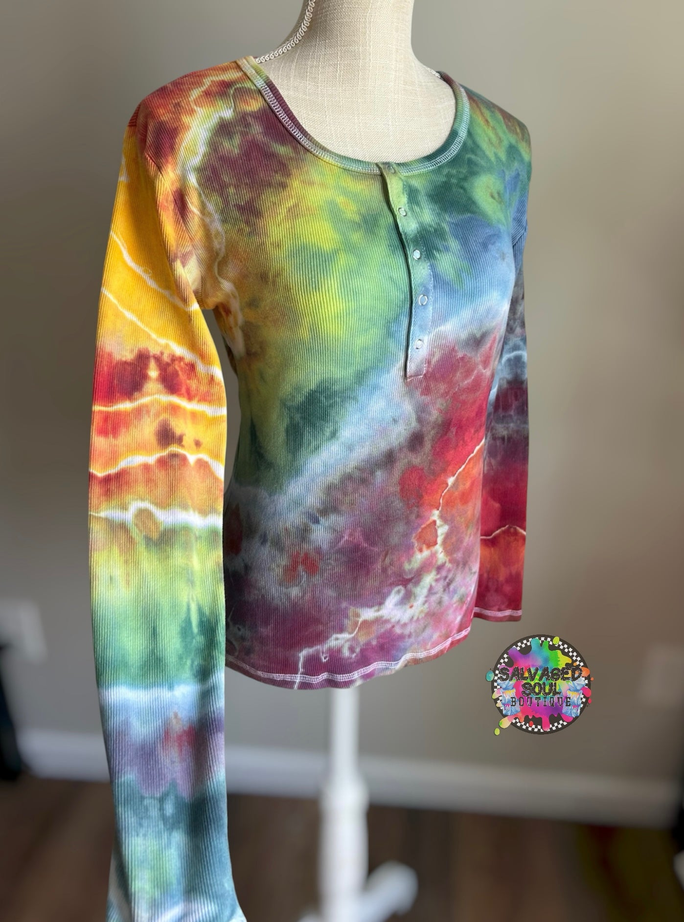 Large Ice Dye Henley Top