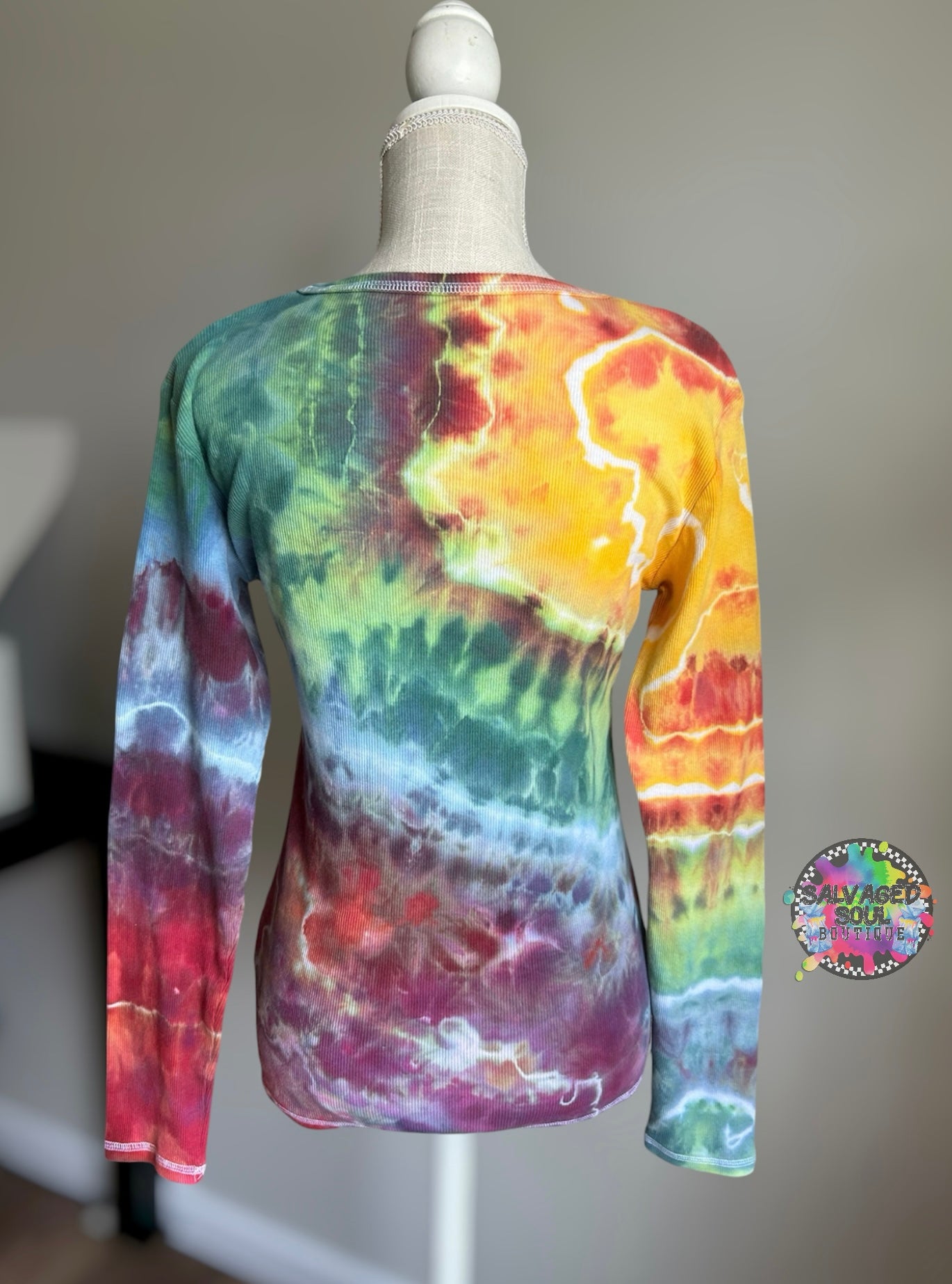 Large Ice Dye Henley Top